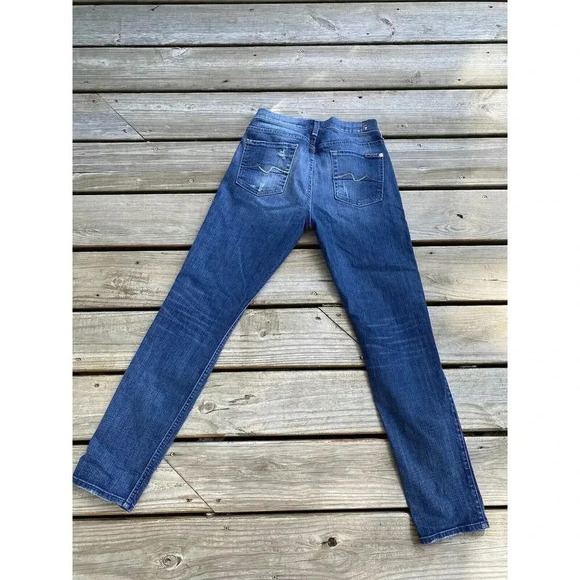 7 For All Mankind Josefina Boyfriend Button Up Jeans Size 26 Distressed Womens - Picture 5 of 5